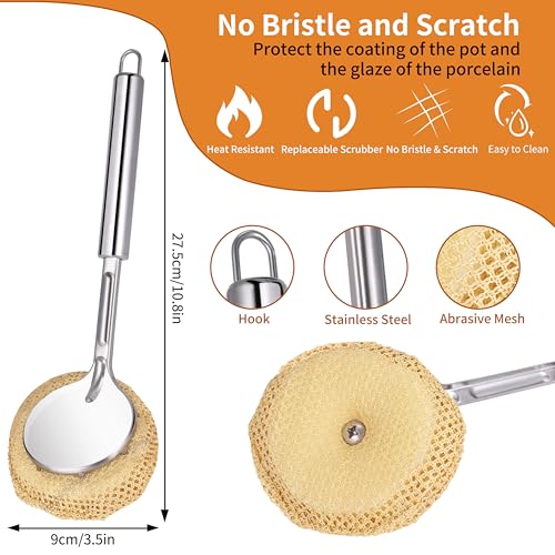 Image of Kitchen Cleaning Brush, Heavy-Duty Clean Scrubber, Multi-Purpose Heat & Abrasion Resistant with Easy-Grip Steel Handle for Cast Iron Pan Dish Stove Oven Grates Cleaner Brush - PB6D7C