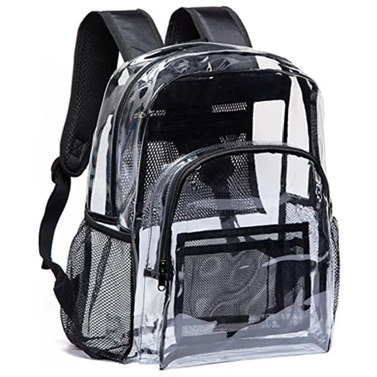 Clear Backpack Stadium Approved for Women Men, PVC Clear Backpack for Stadium Events, Transparent See Through Bag