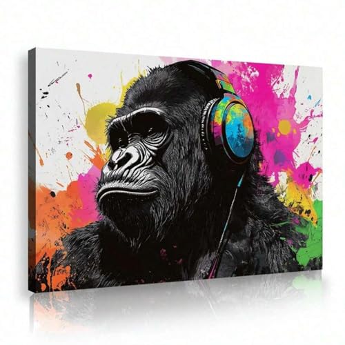 Peinture gorille musique grand format 50x70 cm sans cadre