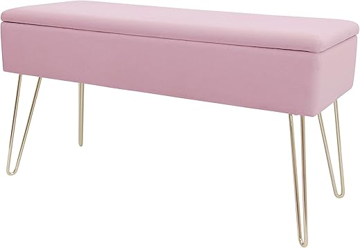 ECHTWERK Sitzbank “Scarlett“, Polsterbank mit Samtbezug, Aufbewahrungstruhe rechteckig, Schminkbank mit Stauraum, Aufbewahrungsbank mit Metallbeine, 75 x 30 x 41,5 cm,...
