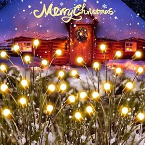 OZS 6Pack Total 48LED Solar Garden Lights -Solar Lights Outdoor, Solar Firefly Lights, Sway by Wind, Solar Fairy Lights Outdoor Waterproof for Patio Garden Pathway Decoration(Warm White)