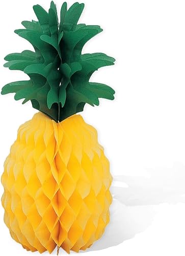 Unique Pineapple Honeycomb Decoration-14 | Yellow & Green | 1 Pc, 14", Multicolor
