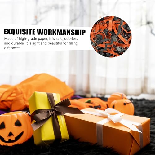 Image of ZEBMOON 2 LB Black Orange Crinkle Cut Paper Shred Filler Great for Gift Wrapping, Halloween Basket Filling, Birthday, Wedding, Thanksgiving, Graduation, New Year Party Decorations Filling Supplies