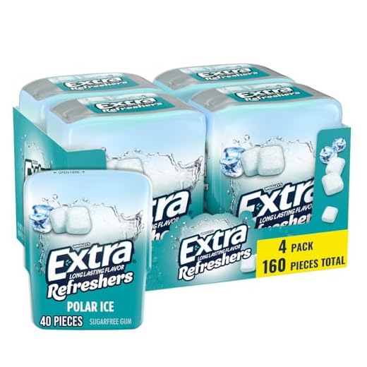 Extra Refreshers, Polar Ice Chewing Gum, 40 Count,Pack of 4