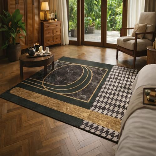 Alfombra moderna geométrica verde de alta calidad Rururug 2