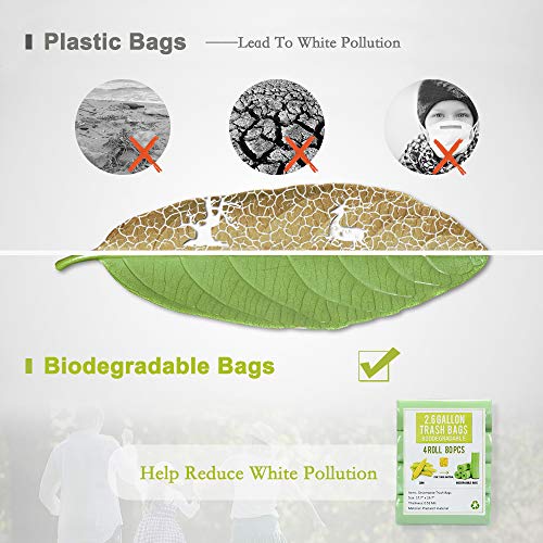 1.2 Gallon Small Garbage Bags Biodegradable 5 Liter Mini Compostable Strong Bathroom Trash Bags With Tear & Leak Resistant, Recycling Eco-Friendly Trash Can Liner, Green, 80 Counts #TOP2