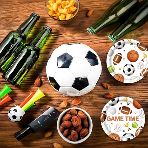 Image of 50Pcs Sports Birthday Paper Plates 7 inch Sports Theme Party Supplies