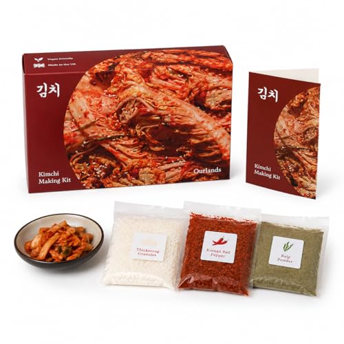 Kimchi Making Kit By OurHands - Fermentation Kit to Make Your Own Vegan Kimchi With Seaweed, Korean Pepper Flakes and Recipes
