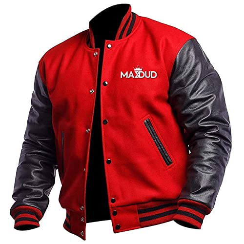 Veste slim fit décontractée en laine premium rouge et noir pour un style soigné