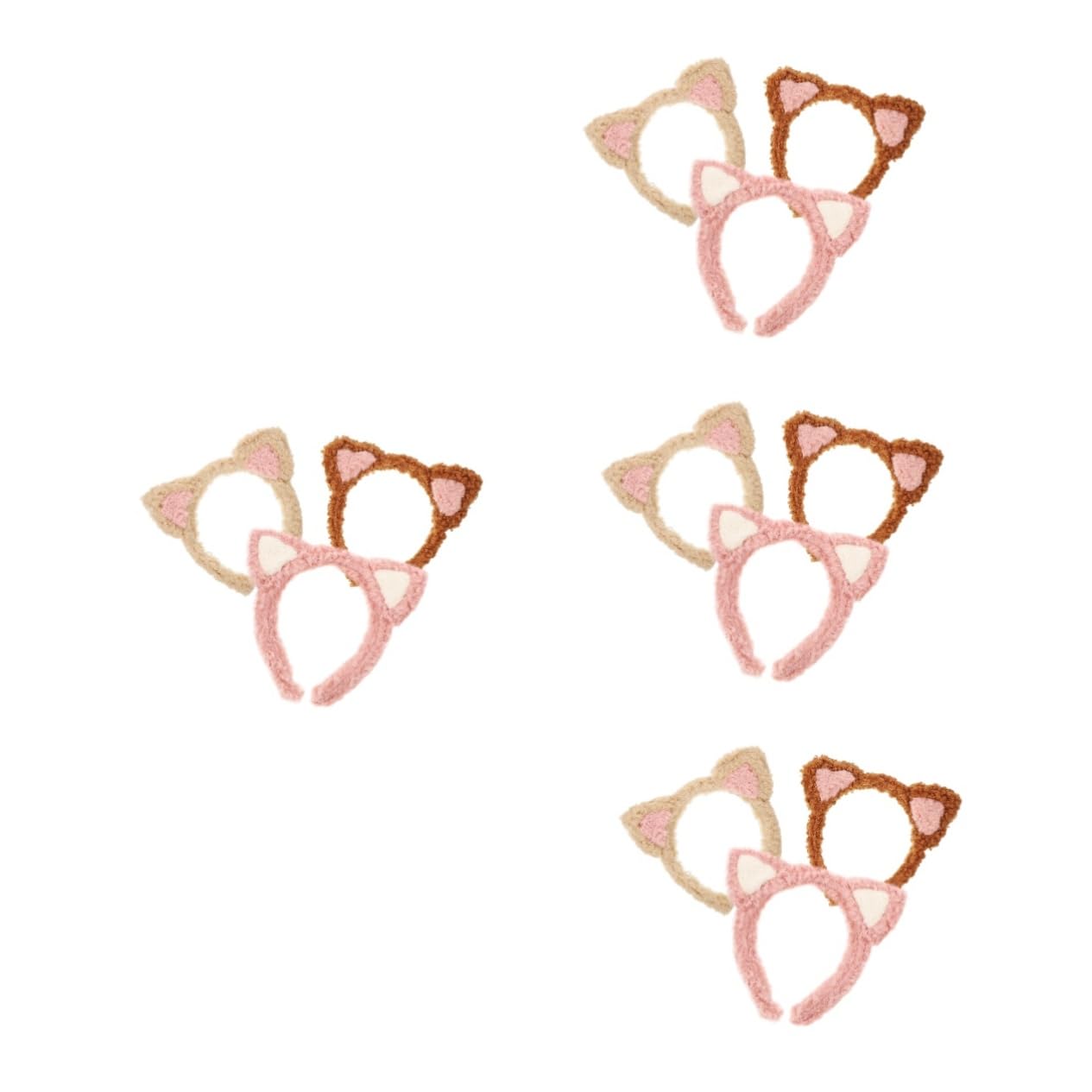 Beavorty 12piezas Diadema De Maquillaje Orejas De Gato De Headband y Elástico Para Cuidado Facial y Spa Accesorio Para Mujeres y Niñas