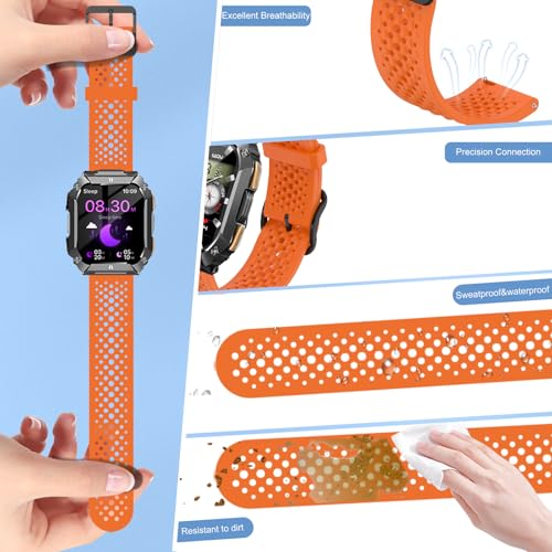 Correa silicona para reloj FOSMET G68 22mm naranja miniatura 2