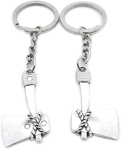 Llavero de metal, llavero, llavero, cadenas, anillos, joyería, bolsa, dijes, MX6I7 Ax Hacha Hacha, Gris (Antique Silver)