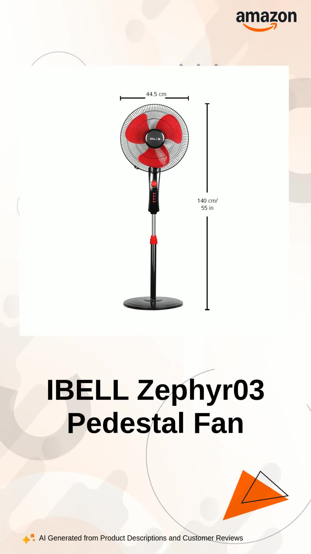 Buy IBELL Zephyr03 Pedestal Fan 3 Leaf 400Mm With Timer And High