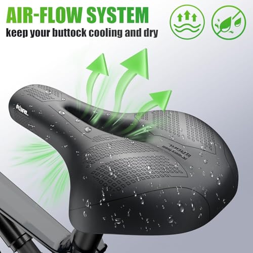 RBRL Bike Seat – Comfortable, Wide Pro-Memory Foam Bike Seat Cushion with Double Shock Absorption, Waterproof Bicycle Saddle, Exercise Bike Seat for BMX, MTB & Road(Trekking) - Thumbnail 5