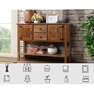 Farmhouse Sideboard Buffet Cabinet Kitchen Sideboard Cabinet with Storage Drawers and Bottom Shelf for Entryway Hallway Foyer Table Cupboard Coffee Bar Cabinet (48" Brown Farmhouse Sideboard Buffet Cabinet Kitchen Sideboard Cabinet with Storage Drawers and Bottom Shelf for Entryway Hallway Foyer Table Cupboard Coffee Bar Cabinet 48 Brown