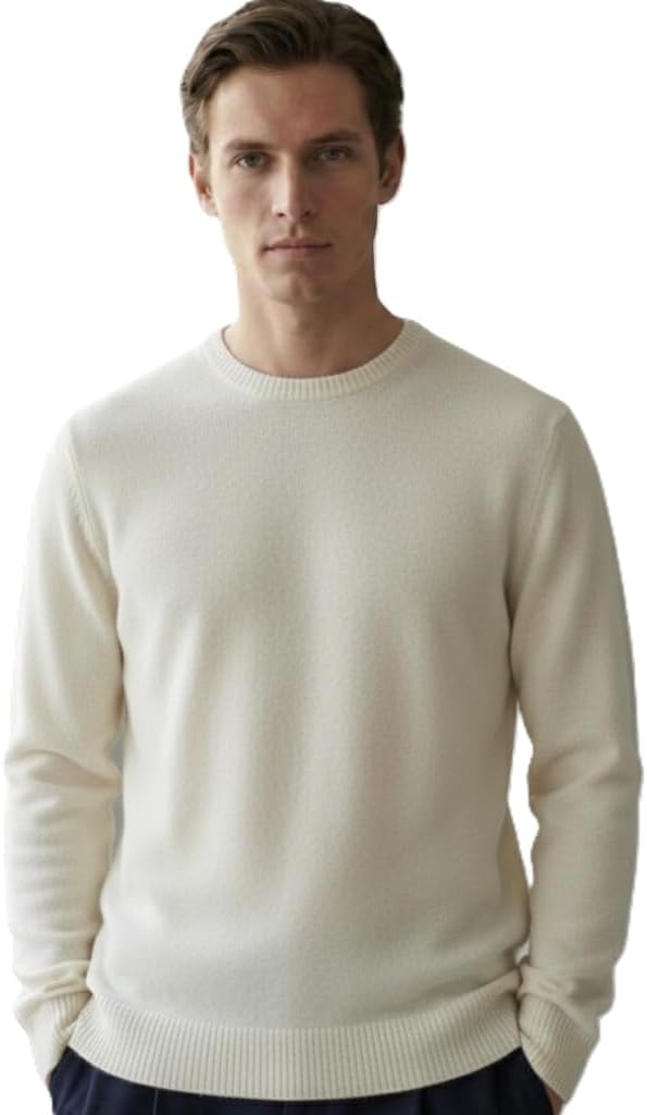 NPIA Certified Original 100% Pure Cashmere Sweater Men | 2-Ply 16 Micron Fine Knit | Lightweight Luxury Crewneck Pullover