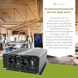 solartronics Przetwornica napięcia Inverter NM, 2000-4000 W, 12 V na 230 V, USB, Schuko do ogrodu, na kemping, do kamperów (2000 W 12 V)