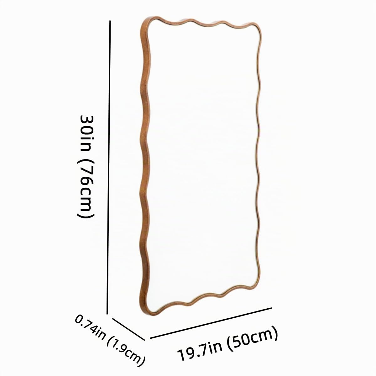 SHYFOY Espejo de pared dorado asimétrico con marco ondulado rectangular, espejo decorativo moderno para colgar para baño, dormitorio, salón, casa