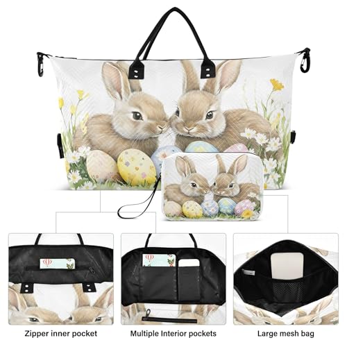 Easter Bunny with Eggs Travel Duffel Bag for Women Weekend Overnight Dag with Toiletry Bag, Luggage Bag for Travel, Sport, Gym2