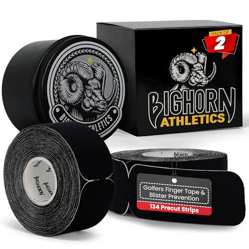 Bighorn Athletics Blister Prevention Tape For Fingers &Amp; Feet, Golf Finger Tape, Waterproof Precut Strips, Blister Protection For Running, Hiking, 2-Pack With Tin Can, Black