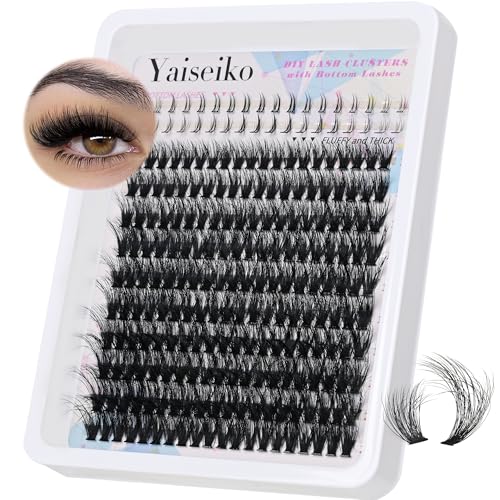 Fluffy Lash Clusters with Bottom Lashes 10-22MM DIY Eyelash Extensions Wispy D Curl Lash Extensions 236Pcs Individual Lashes 60D Cluster Eyelashes DIY at Home by Yaiseiko