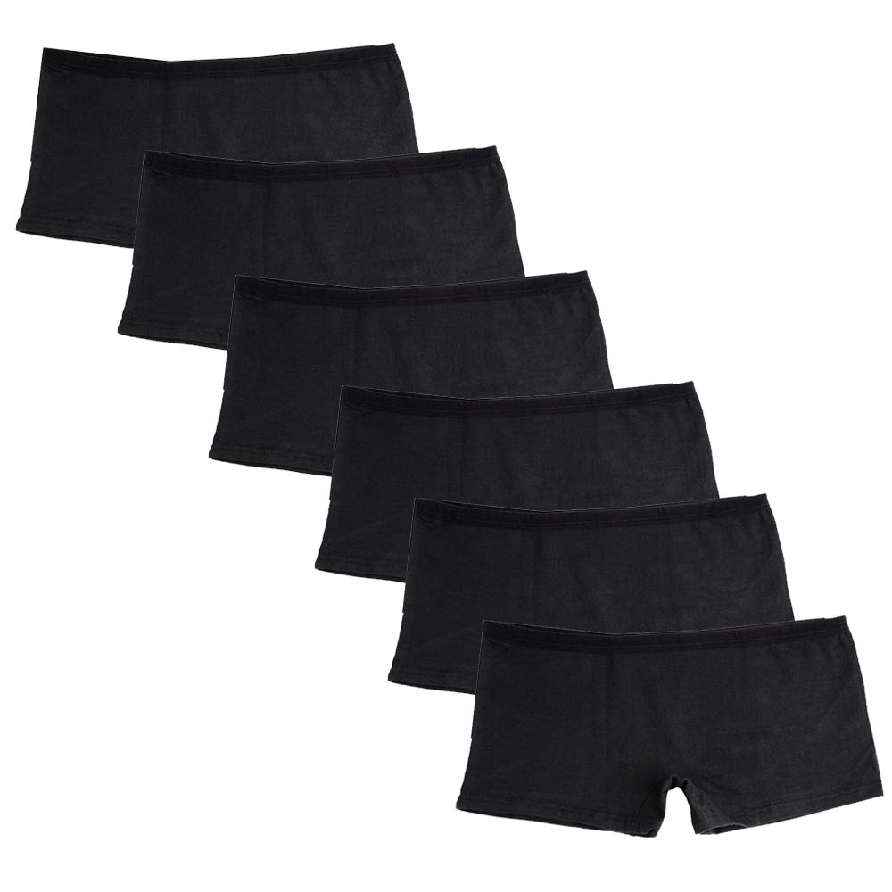 Women's Soft Cotton Boyshorts Panties Pack of 6pcs Ladies' Low Rise Sporty Boxer Briefs Underwear