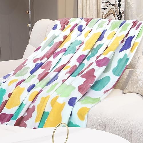 Image of GEULAY Rainbow Blanket for Girls Boys, 50 inchx60 inch | Soft Cozy Warm, Colorful Fleece Throw, For Bed Couch, Boho Home Room Decor, Easter Basket & Birthday Gift