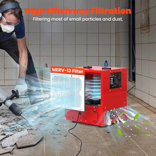 Abestorm Tabletop Dust Collector for Woodworking, Portable Double-sided Intake Air Filtration Systems, Movable Air Filter with Timer Function, Ideal for Garage Works Shop and Room Renovations