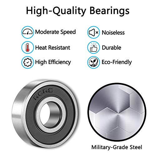 Image of [12 Pack] R8 2RS Ball Bearings Bearing Steel and Double Rubber Sealed Miniature Deep Groove Ball Bearings (1 /2 inchx1-1 /8 inchx5 /16 inch)