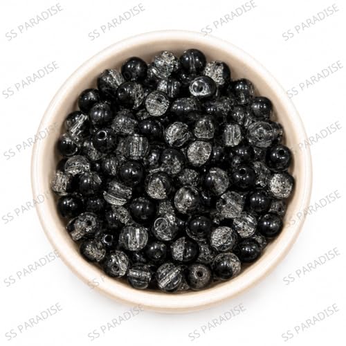 Image of SS Paradise 8mm Glass Beads (6 Colors 300 Pieces) for Jewellery Making | Round Loose Beads Strands for Necklace, (Set 2)