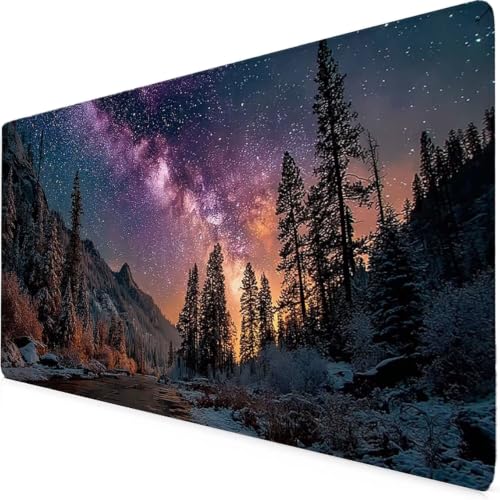 Tapis de souris XXL arbre rouge 600x300mm en caoutchouc antidérapant avec bords cousus