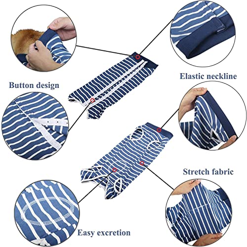 Image of Surgery Suit for Dogs Recovery Suit Abdominal Wound Puppy Surgical Clothes Post-Operative Vest Pet After Surgery Wear Substitute (L, Blue and White)