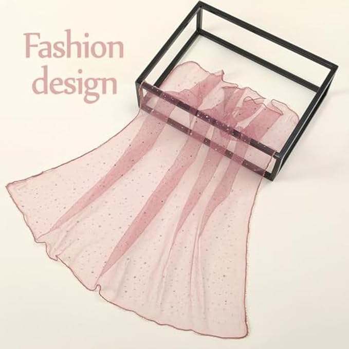 Women'S Glitter Decor Head Scarf, Rhinestone Head Scarf 31.5 Inch, Glitter Heads Scarfs Fashionable And Versatile2