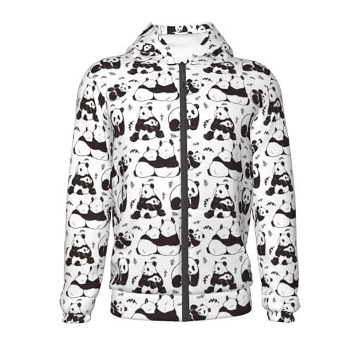 Cute Pandas Kids Pullover Hoodies Boys Zip Up Sweatshirts Girls Athletic Clothes with Pocket2