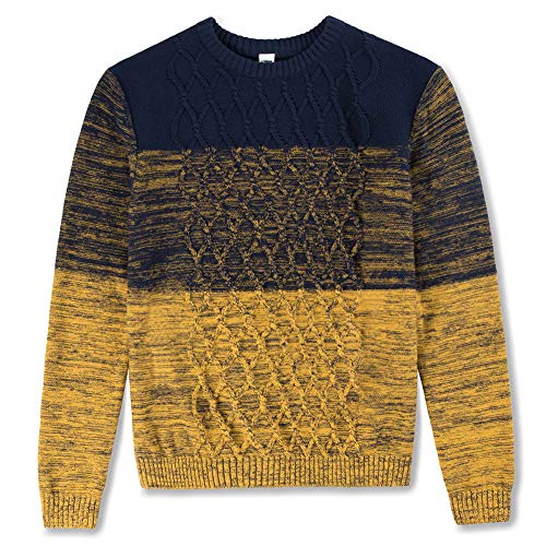 Image of BOBOYOYO Boys Sweaters 100% Cotton Cable Knit Kids Sweater Striped Pullover