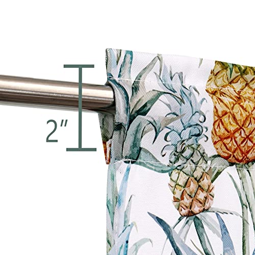 Ronaldecor Pineapple Cafe Window Valance Allover Tropical Fruit Boho Pattern For Kitchen Bathroom Decor With Rod Pocket Short Curtain Canvas, Yellow, 55 X 16 Inches #TOP4