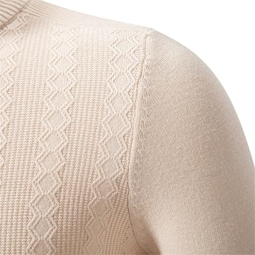 Men's Solid Color Pullover Sweater Half Zip Warm Turtleneck Casual Slim Fit Knit Top2