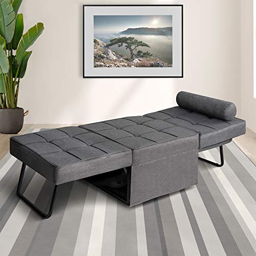 GOOD & GRACIOUS 4 in 1 Ottoman Bed Sleeper Couch, Adjustable Convertible Chair Folding Futon Sofa Bed with Multi-Function for Living Room Bedroom and Small Space, Dark Grey - Thumbnail 4