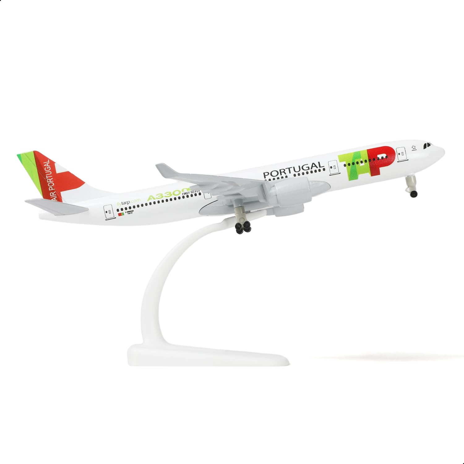 1/300 Portugal A330 Maquette d'avion en Métal Moulé avec Support pour Maquette d'avion A330 (7,8 Pouces de Long). Convient aux Passionnés d'Aviation comme Cadeau, décoration d'expositi