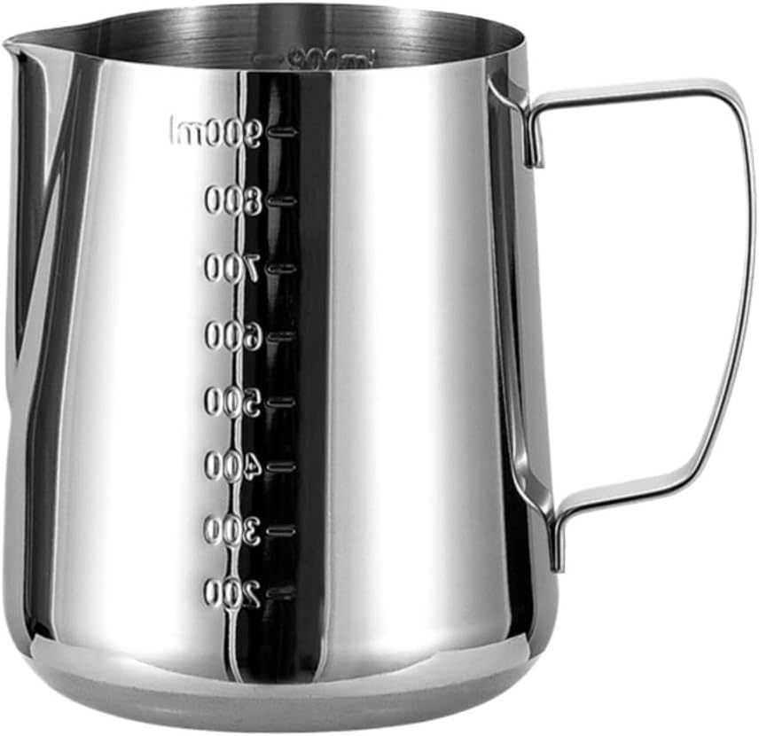 Milk Frothing Pitcher Hand Made Teapot and Milk Frother for Making and Coffee for Coffee Latte Art(Silver,1000ml)