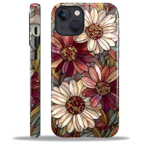 ZHEGAILIAN Case for iPhone 15 Plus,Durable Drop Protection Shockproof Silicone + Hard PC 2 in 1 Hybrid Protective Cover with Stylish Pattern Design - Romantic Love Flower