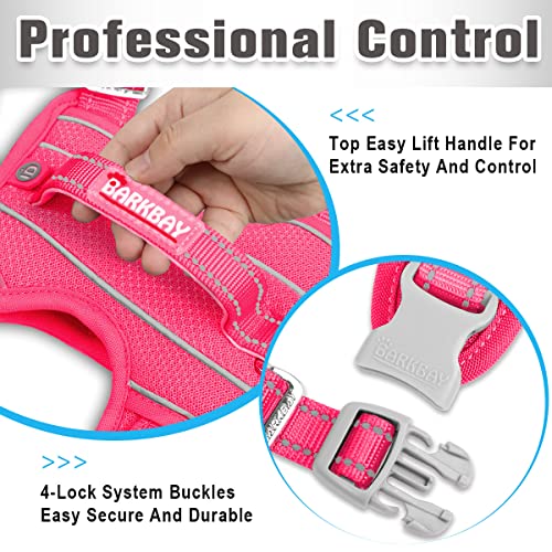 Barkbay No Pull Dog Harness Front Clip Heavy Duty Reflective Easy Control Handle For Large Dog Walking With Id Tag Pocket(Pink,Xl) #TOP7