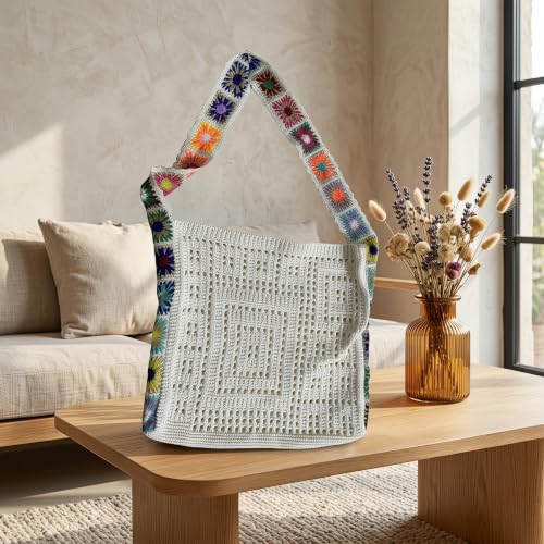 Bolso bohemio de crochet para mujer, bandolera para verano miniatura 2