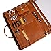 GZRHKJ Genuine Leather Portfolio, Padfolio Organizer with Handle, Personalized Padfolio，Padfolio with Zipper for Men Women，Suitable for 15-inch Laptop Legal Pad Padfolio, Brown