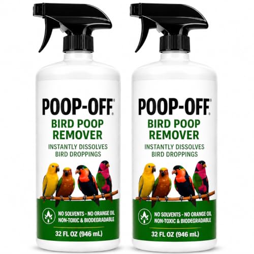 Bird Dropping Remover Spray 32 oz 2 Pack Fast-Acting Cleaner for Bird Cages Surfaces & Fabrics Updated Packaging