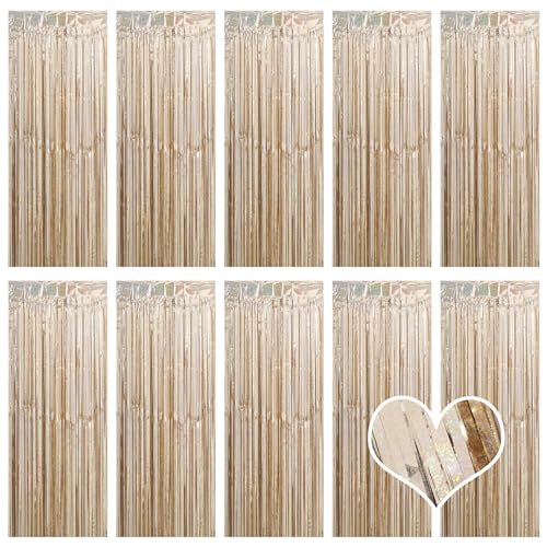 Set de 10 cortinas metálicas doradas 3.2ft x 8.2ft miniatura 1