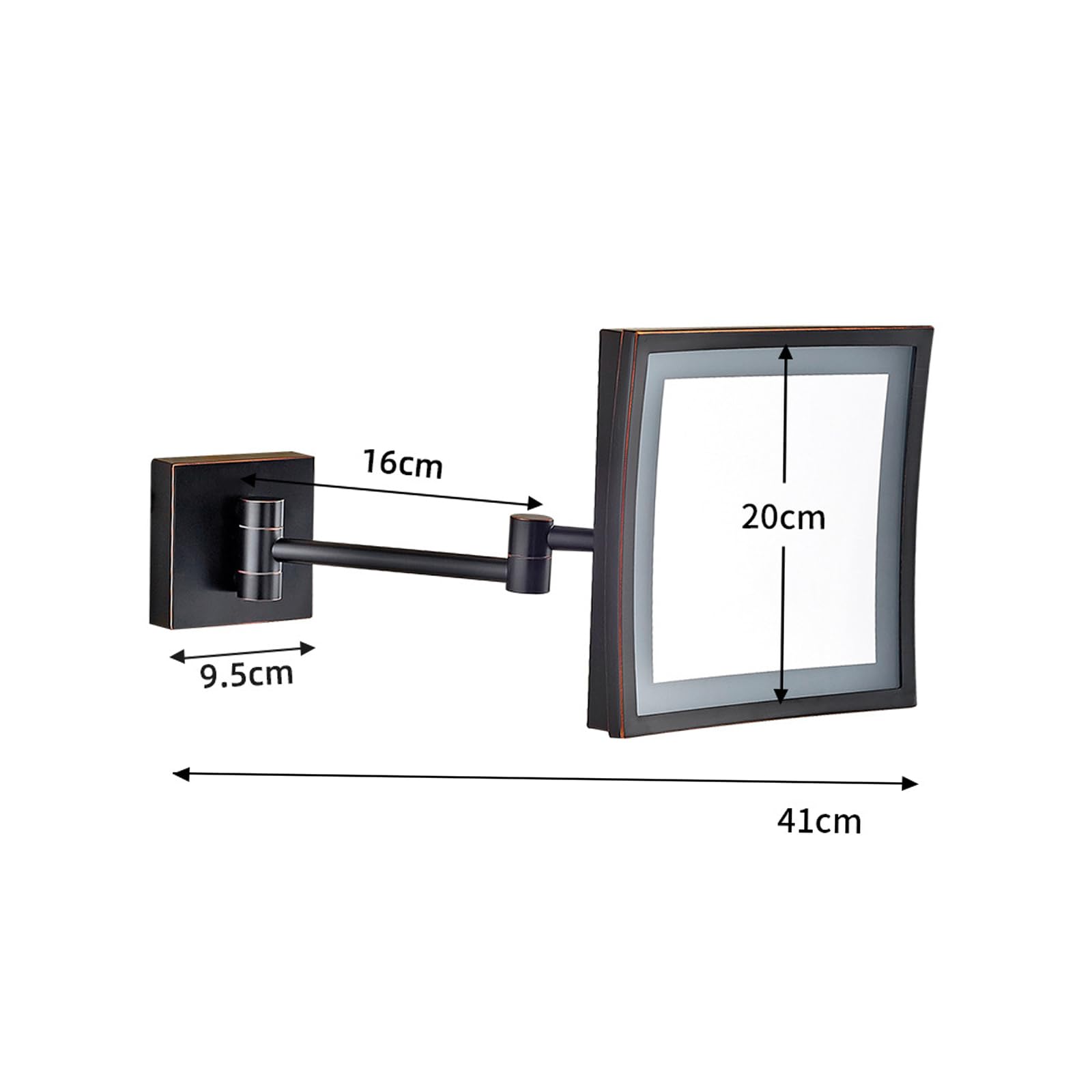 BIJOOT Miroir De Maquillage LED Carré Montage Mural Salle De Bain Miroir De Beauté Pliant Miroir Grossissant Double Face (Installation Dissimulée),Chrome,5X