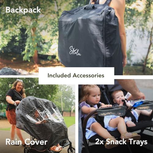 Strolee Lightweight Double Side by Side Stroller - 22 Lbs, 9.5" Compact Fold, Twin Nap Ready Seating, No Rethread Harness, Magnetic Buckle & Ultra Plush Seat 60Lb Max Per Seat- (v2 Sage) - Image 4