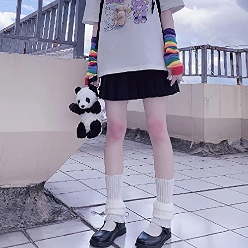 Rsrzrcj Women Fashion Leg Warmers Ribbed Knit Long Leg Socks Warm Adult Junior Girls 90S Boot Socks Party Casual Streetwear(White, One Size) #TOP2