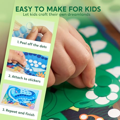 Image of Klever Kits Dot Art Kit for Kids, No Mess Sticker for Toddler 3-7, Craft Kits, DIY Creative Activity, Travel Toy, Birthday Gifts for Boys Girls (Dinosaur)